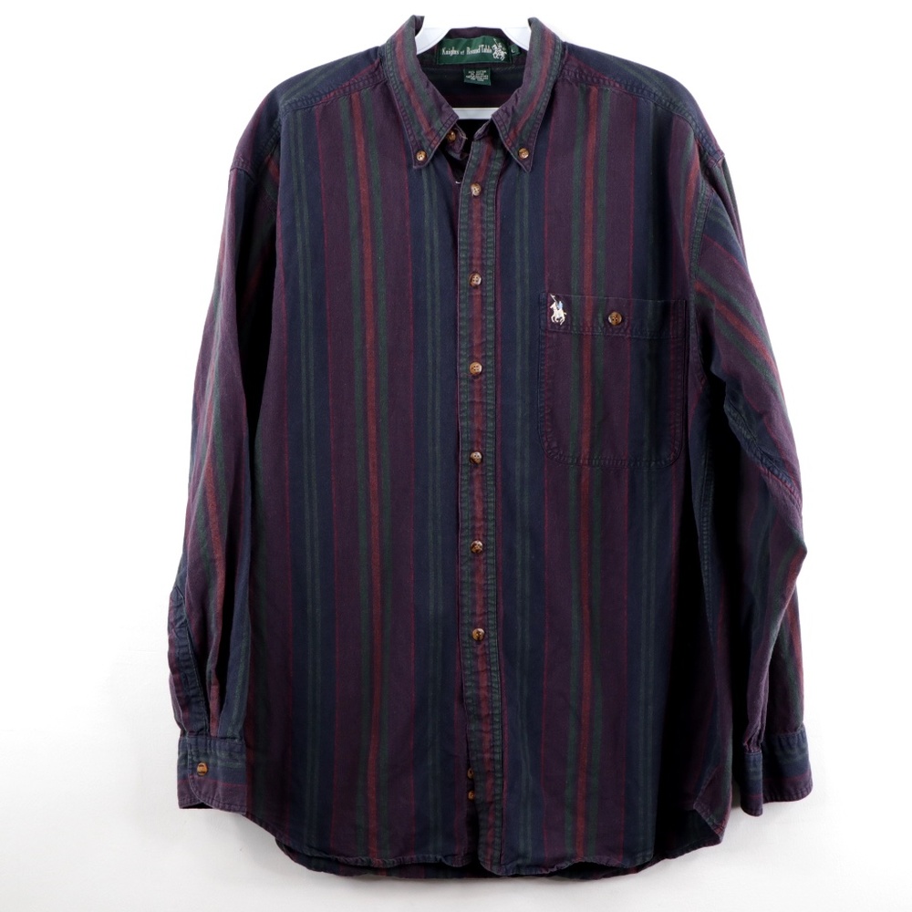 Vintage 90s Streetwear Striped Button Down Shirt